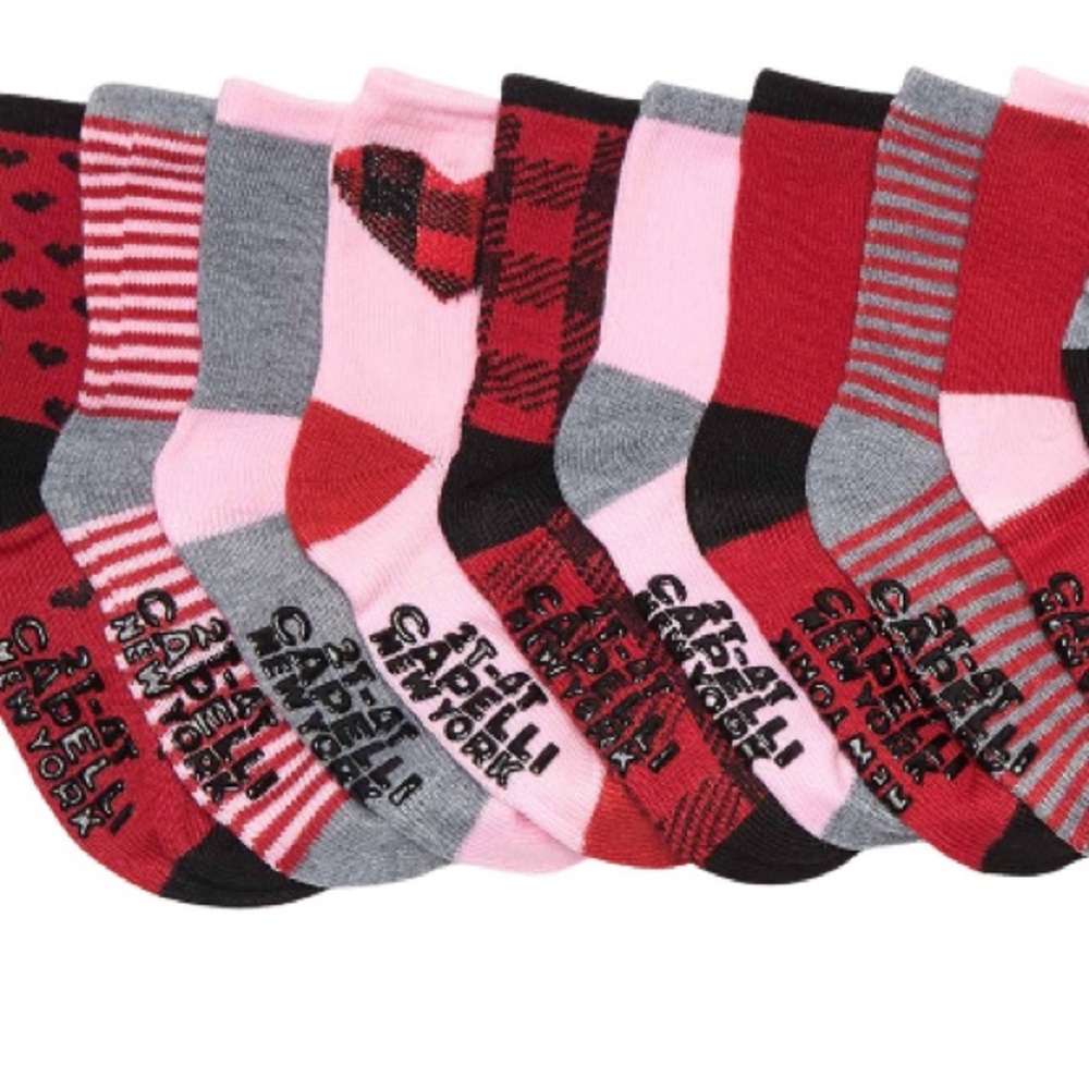 NEW! Set of 10 Capelli New York kids grip bottom socks (2T-4T)